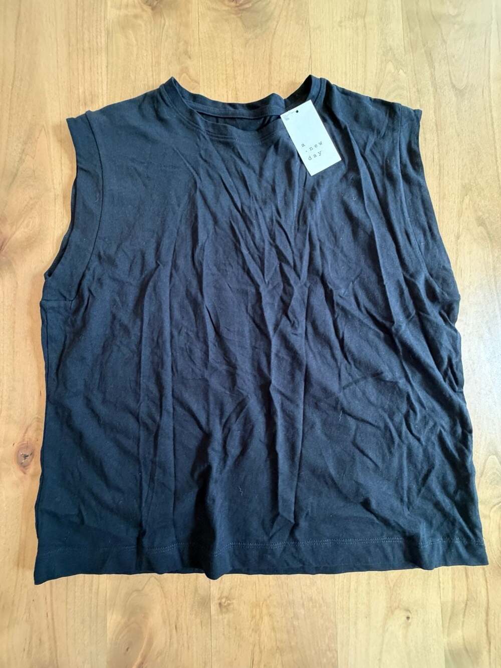A New Day Muscle Tank Top Size X-Large Black Cotton